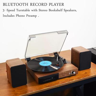 Retro Vinyl Record Player Bluetooth Speaker with Independent Sound Cavity for Home Parties