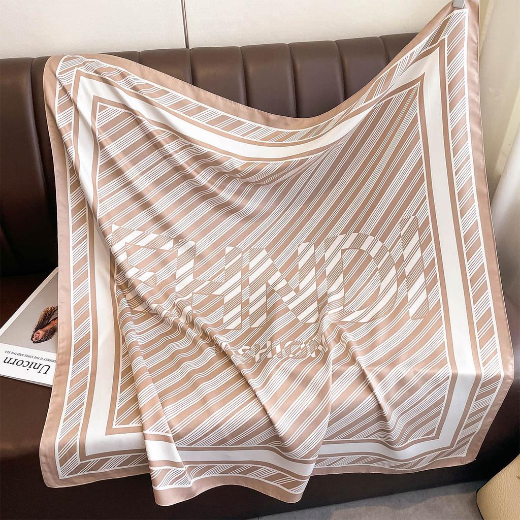Summer new fashion trend scarf female navy style professional square scarf simulation silk 91 shawl European and American sunscreen silk scarf