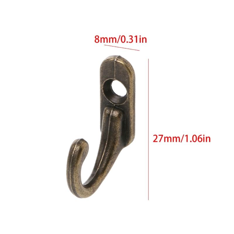 10 Pcs Heavy Duty Robe Hook Simplicity Hanger Vintage Bronze Small Hooks for Hanging Hat Towel Bag Rope Easy to Install