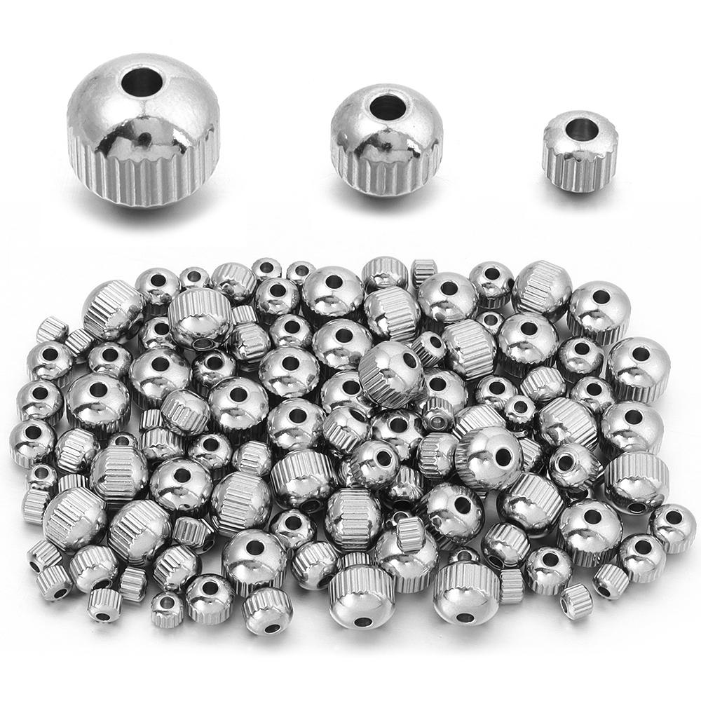 20-40pcs/lot Streaks Shape Stainless Steel Beads Round Spacer Loose Beads For Jewelry Making DIY Bracelet Necklace Accessories