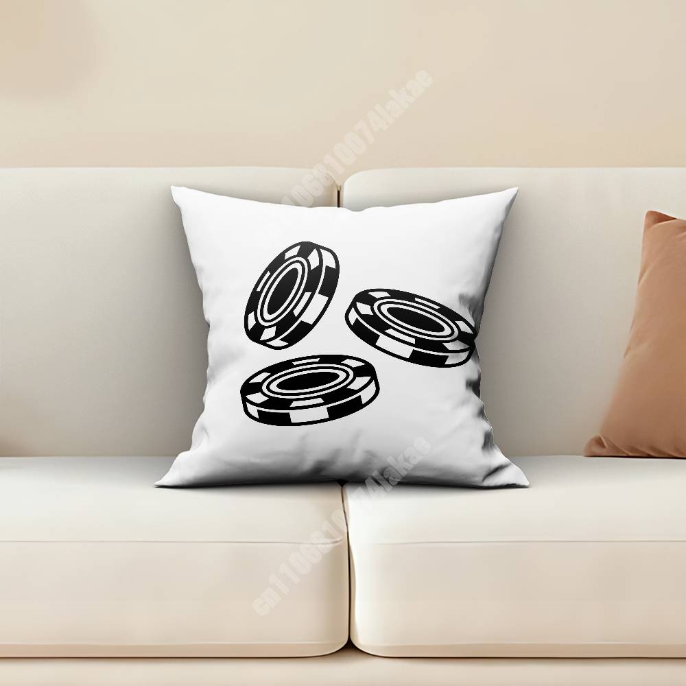 Casino Dice Chip Bet Wager Pillow Cover Sofa Couch Cushion Case Home Living Room Decoration
