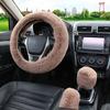 Artificial Rabbit Fur Car Steering Wheel Cover Warm Winter Car Handbrake Shift Cover Three-piece Set Heating Steering Wheel 38cm