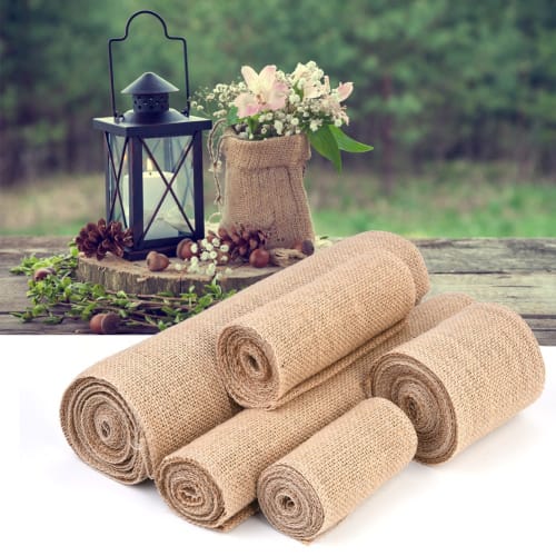 Natürliche Jute Sackleinen Tischdeko, Sackleinenrolle, Band für Stühle, Tische, Geschenke und mehr, Perfekt für Hochzeiten, Empfänge, Partys, Jubiläen, an
