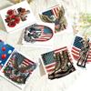 6pcs DIY Independence Day USA Flag Diamond Art Greeting Cards Diamond Art Handmade Cards for Independence Day Celebrations