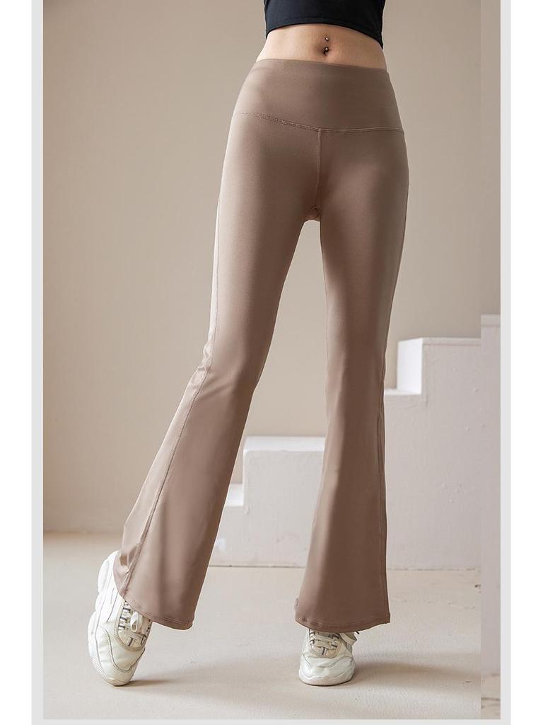 Women's Quick-Dry High Waist Flared Yoga Pants - Moisture-Wicking, Anti-Curling, High Elastic Nude Feel Tights