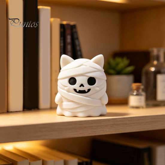 Gift for Cat Lovers 3D Printed Mummy Figurine, Cute Bandaged Kitten Statue Halloween Tabletop Small Animal Decoration, Compact Sculpture with