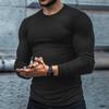Men's Autumn Sports Fitness Casual Stand Collar Stretch Ribbed Crew Neck Long Sleeve Activewear