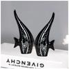 Modern Minimalist Black Bubble Fish Art Figure | Beautiful Home Decor- (Set of 2 Pc)