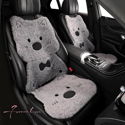 West Highland Cartoon Puppy Plush Car Seat Cushion - Winter Warmth Universal Cover