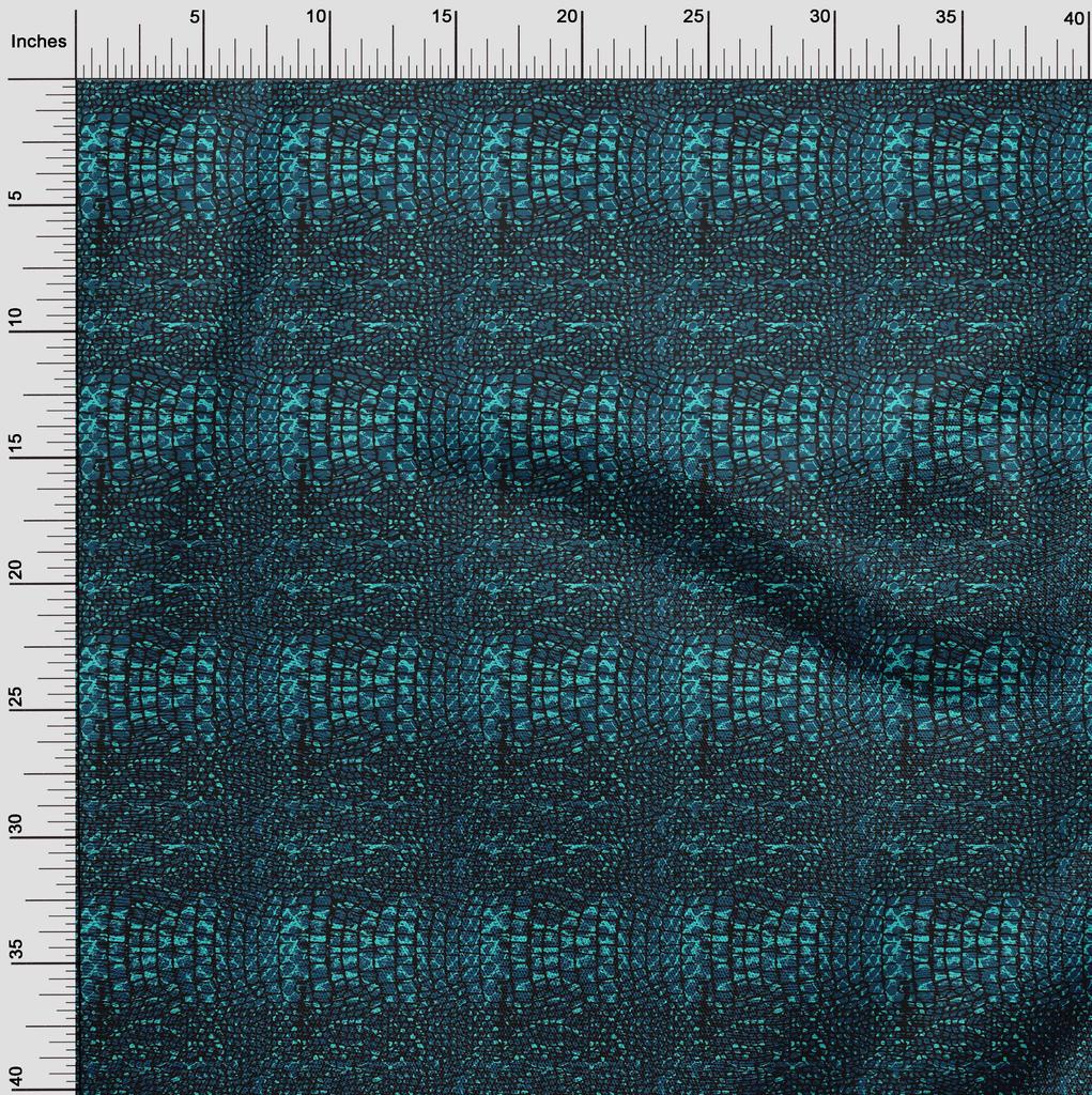 oneOone Bavlna Flex Dark Teal Blue Fabric Krokodýlí kůže Zvířecí kutily Oblečení Quilting Fabric Print Fabric By Yard 40 Inch