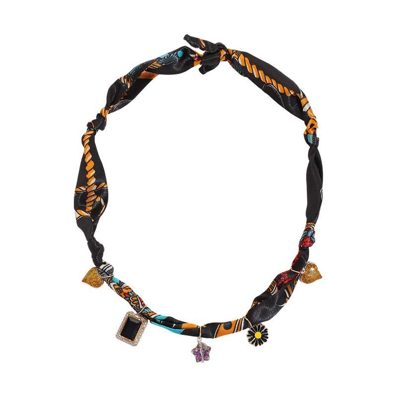 Богемный Стиль Атласная Бандана Шарф Ожерелье Винтажный Цветок Сердце Бант Звезда Шарм Подвеска Шарф Модный Женский Ювелирный Аксессуар A1