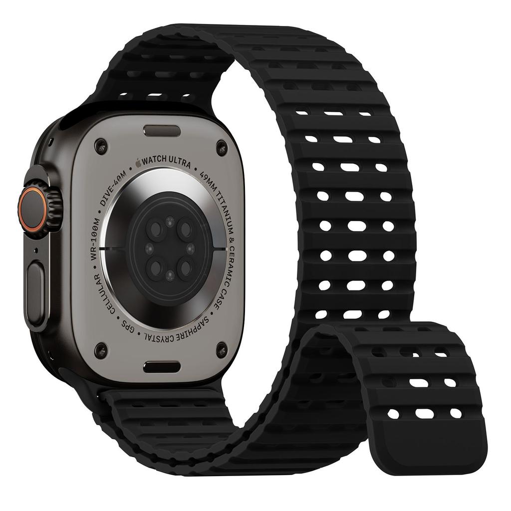 Magnetic Silicone Sport Band for Apple Watch Ultra 49mm 44/45/46mm Fish Scale Breathable Waterproof Replacement Strap Men Women