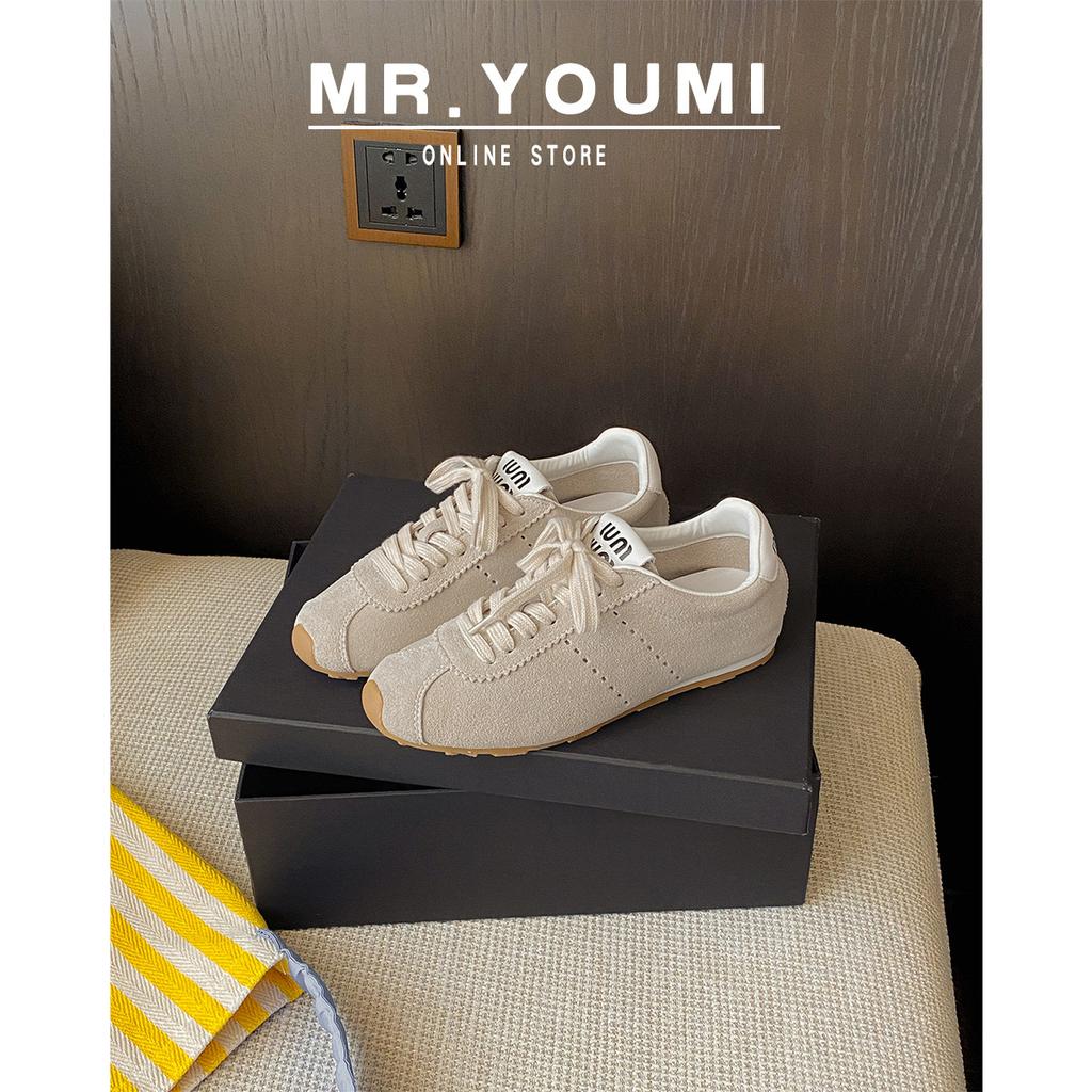 Sheepskin~ Soft sole lace-up light Forrest Gump shoes women's fashion sports and leisure shoes versatile leather retro German training shoes women