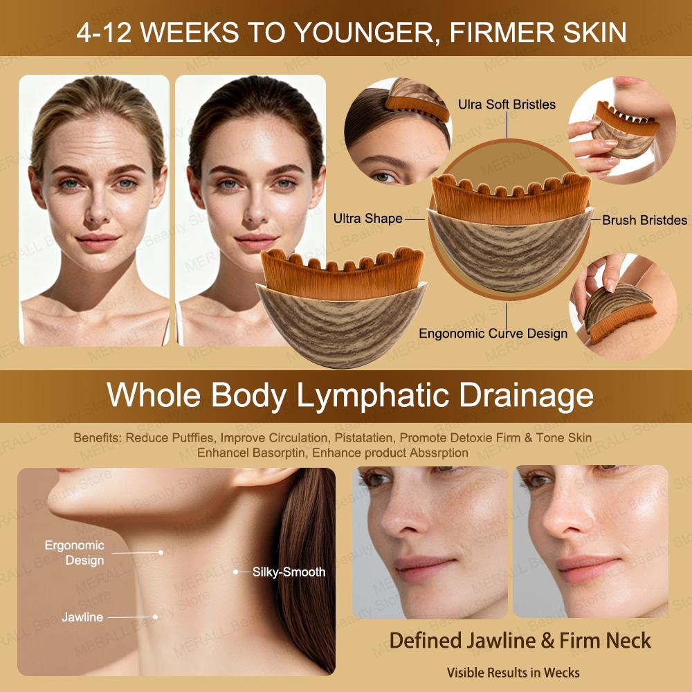 Face Massager Spa Body Brush for Dry Brushing Lymphatic Drainage Dry Skin Blood Circulation Tool for Face and Body Care