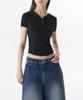 Women'S Ribbed Slim Hooded T-Shirt [Black]