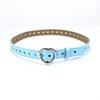 Children's Punk Belt Student Boys and Girls Jeans Heart-shaped Hollowed Out Heart Belt Female Pink Sky Blue
