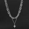 Wind Retro Double-layer Star Necklace, Men's and Women's Niche Hip-hop Temperament Does Not Fade, Titanium Steel Collarbone Chain, Super Cool Item