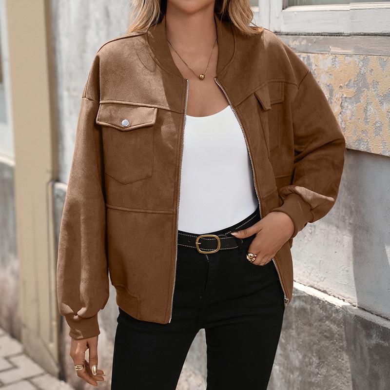 Women s Fashion Casual Solid Color Print Autumn Winter Long Sleeve Jackets Coats S