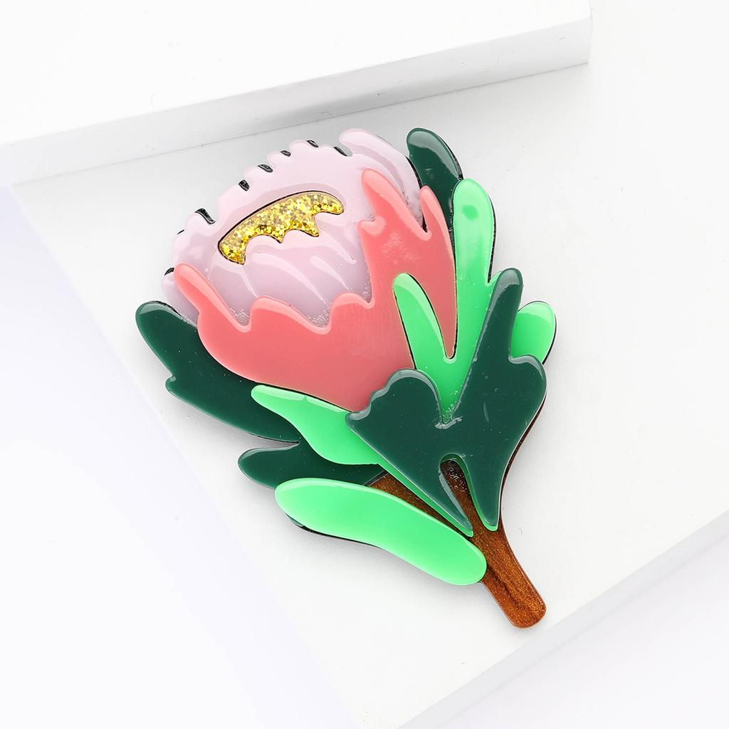 Módní univerzální akrylová květinová brož Vynikající temperament Dámský kardigan Kabát Korsáž Doplňky Rostlinná jehlice