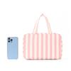 Polyester lightweight folding zone stripe makeup storage package dry wet separation wash portable handbag