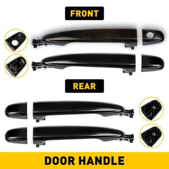 Set of 4 Exterior Door Handle Black Front & Rear Side For 2007-2011 Toyota Camry