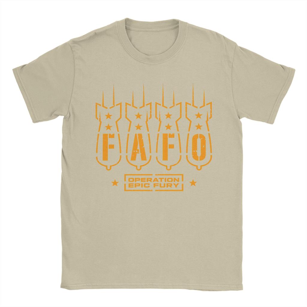 Mens FAFO Operation Epic Fury T Shirts  Cotton Top Tees Summer Y2K Basic ShortSleeve T Shirt O Neck Hip Hop Casual Tee Shirt