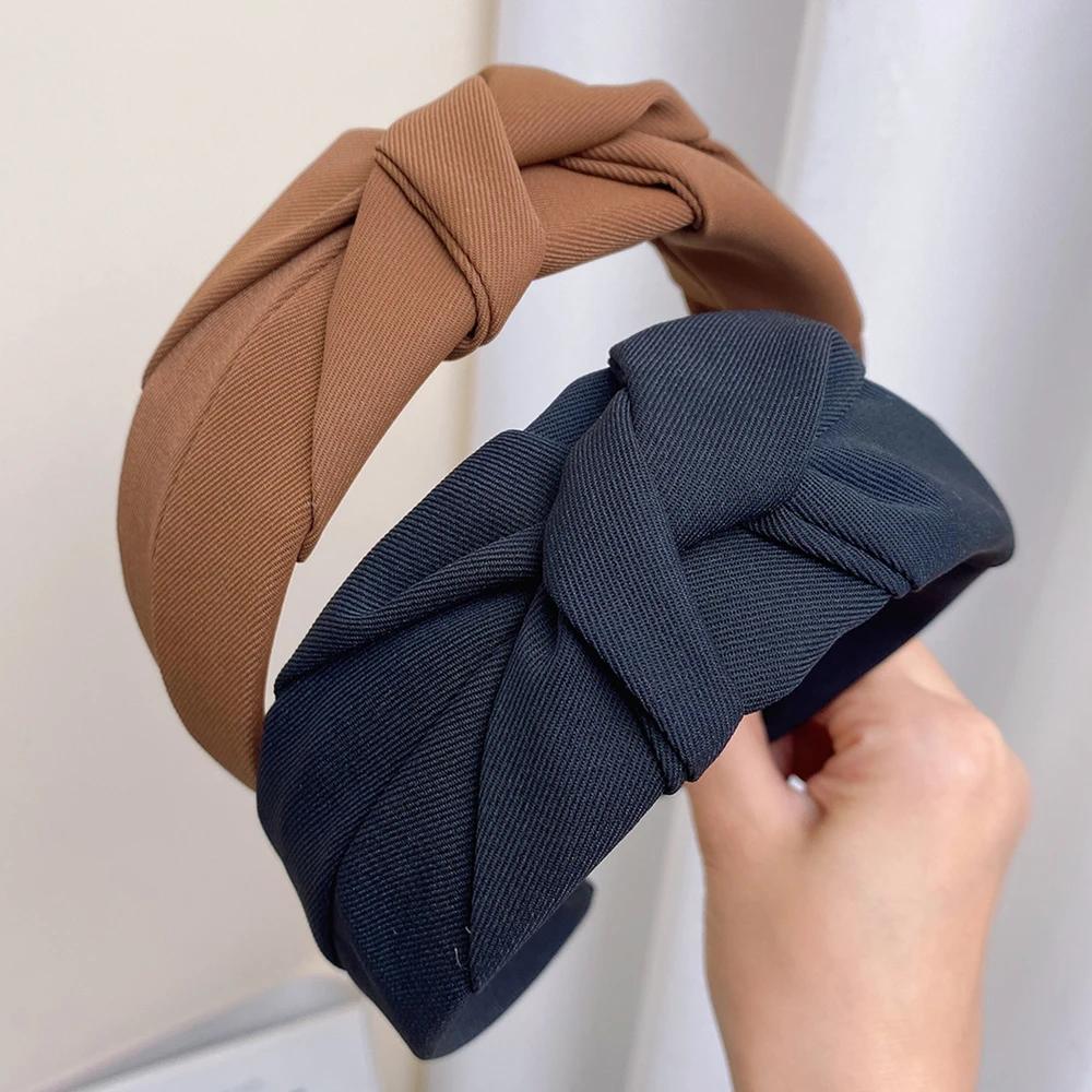 Girls Vintage Hair Bands Cloth Wide Hairband New Knotted Headbands for Women Headdress Soft Hair Hoop Hair Accessories Headwear