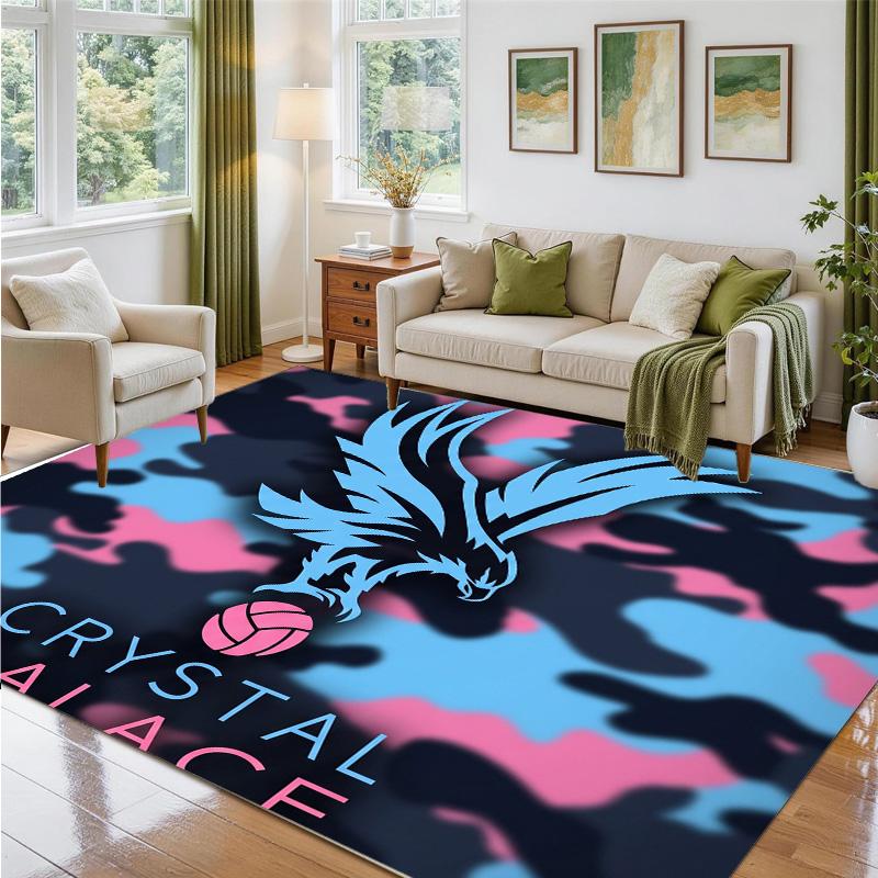 Crystal Palace Football Design Crystal Velvet Rug Soft Decorative Mat for Bedroom Entrance
