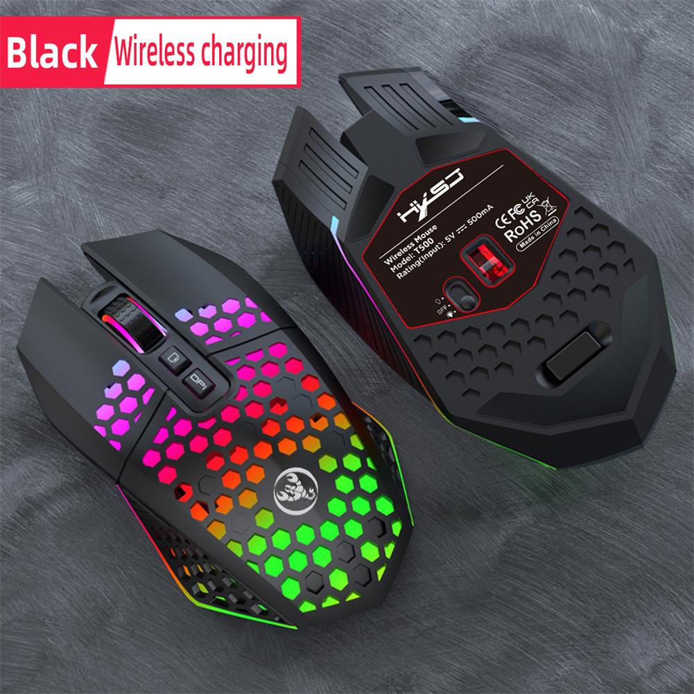 T500 2.4G Wireless Gaming Mouse 1600DPI Rechargeable Optical Silent Mouse With Rainbow Backlit 7 Buttons