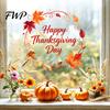 Autumn Maple Leaf Decals Thanksgiving Window Clings, Wreath Static Glass Stickers for Clings Holiday Home Decoration, Removable Watercolor Windows