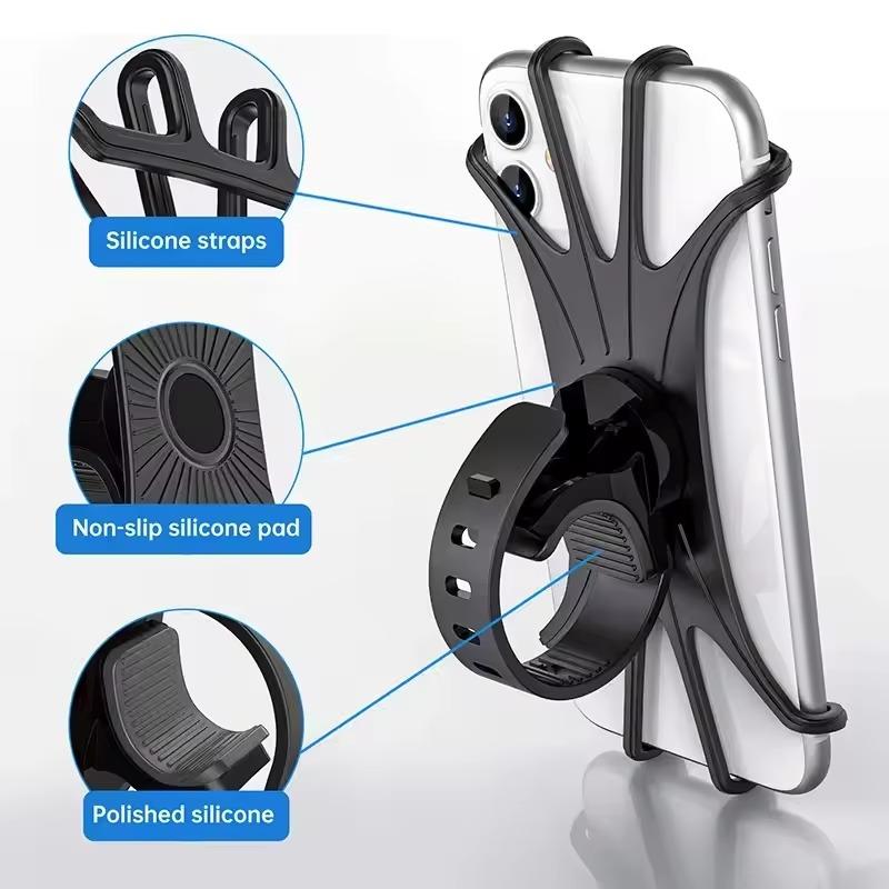 360 Rotatable Bicycle Phone Holder Silicone Motorcycle Stand Bracket GPS Support Universal Bicycle Mobile for 4.0-6.0 Inch Phone