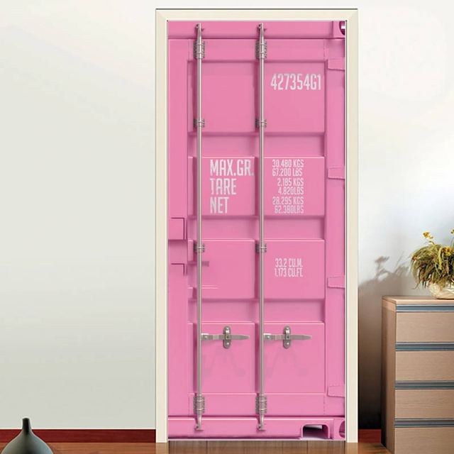 

3D High Simulation Container Door Seriesr Наклейки на двері Шпалери Індустріальний стиль ПВХ Самоклеючий Плакат для декору спальні Фреска 40x120cm(not cut)