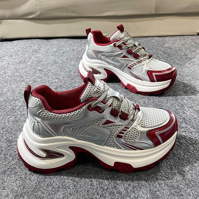 Breathable Mesh Thick-soled Dad Shoes, Women's Small Height Increase with Skirt, New Casual Sports Shoes In Summer 2025
