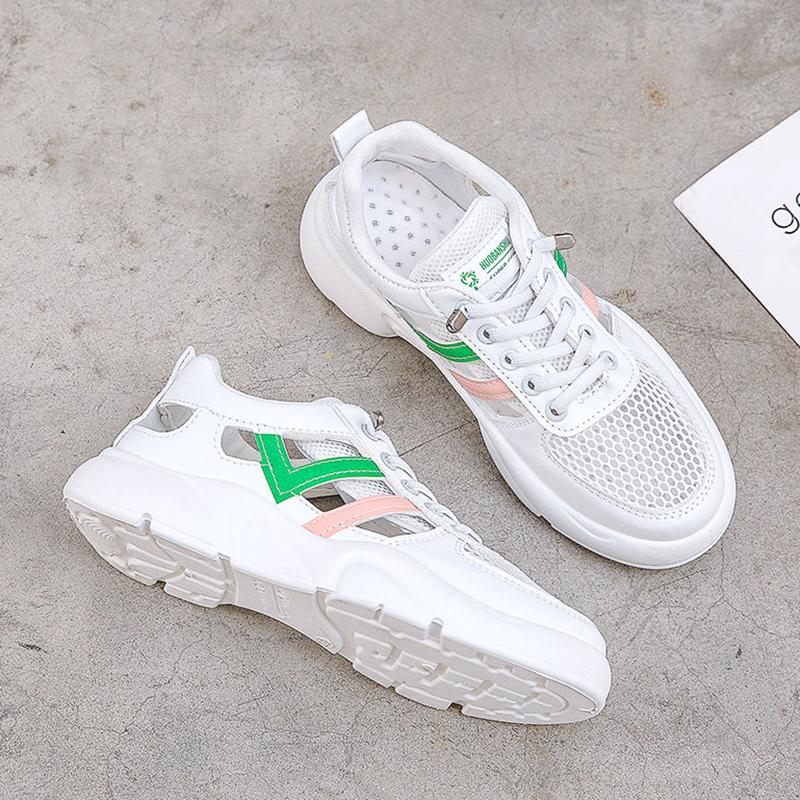 Prodyšná síťovina Malé bílé boty Dámské Letní Tenké Dírkované Sportovní Ležérní Boty Sandály