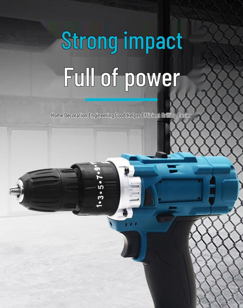 21V High-Power Brushed Lithium-Ion Hand Drill with Impact, Speed, & Three-Function Settings - Electric Drill Tool Set.
