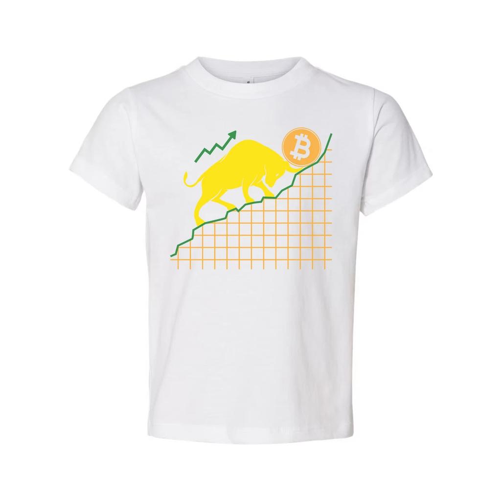 Unisex Crypto Bull And Bitcoin Growth Chart Graphic Tee With Rising Trend Lines