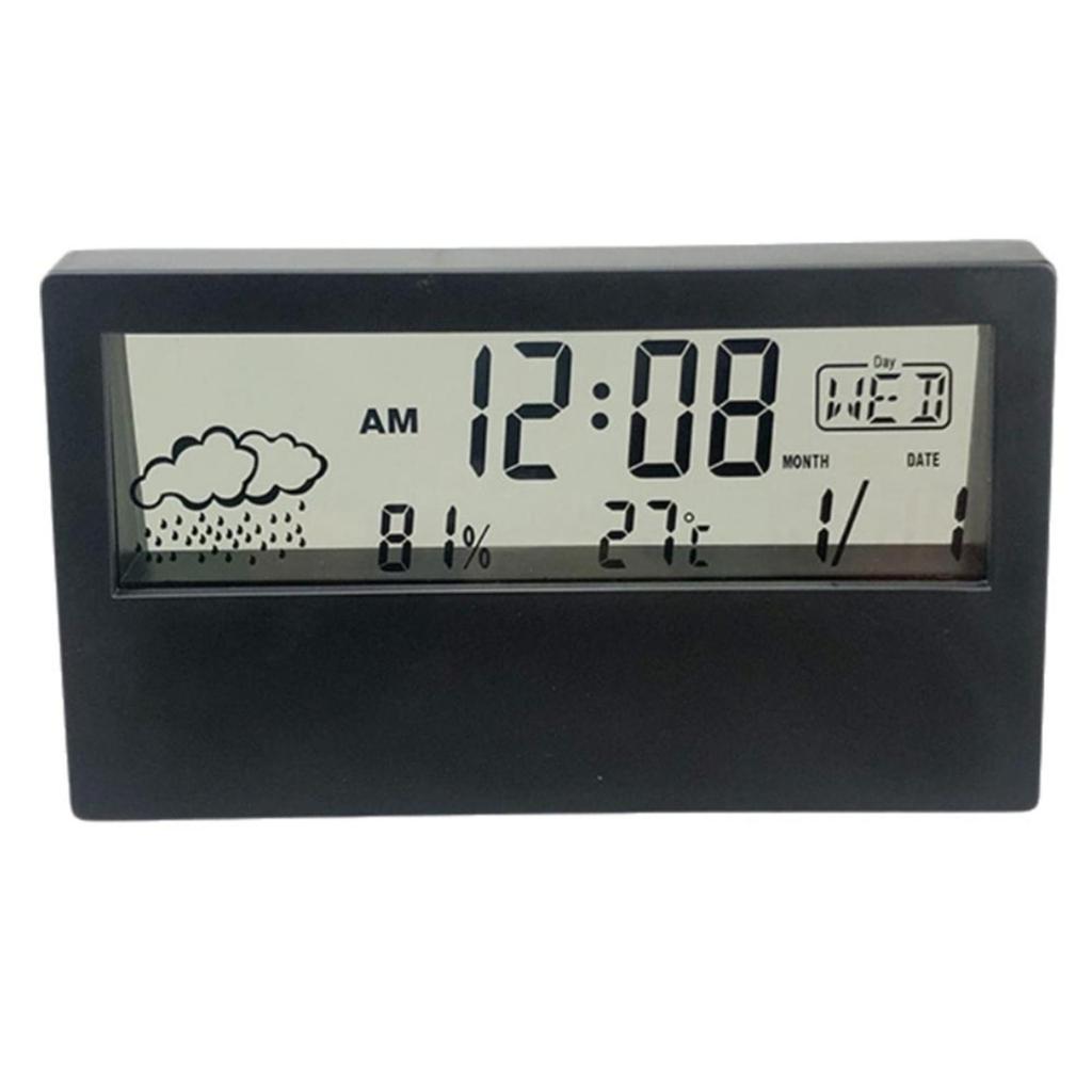Thermometer Hygrometer with Time Display Desktop Temperature Humidity Meter Gauge Weather Station for Office Home