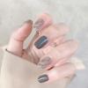 24Pcs Handmade Short Round Coffin Press On Nails Ocean Star Moon Blue Gradient Fake Nails With Glue