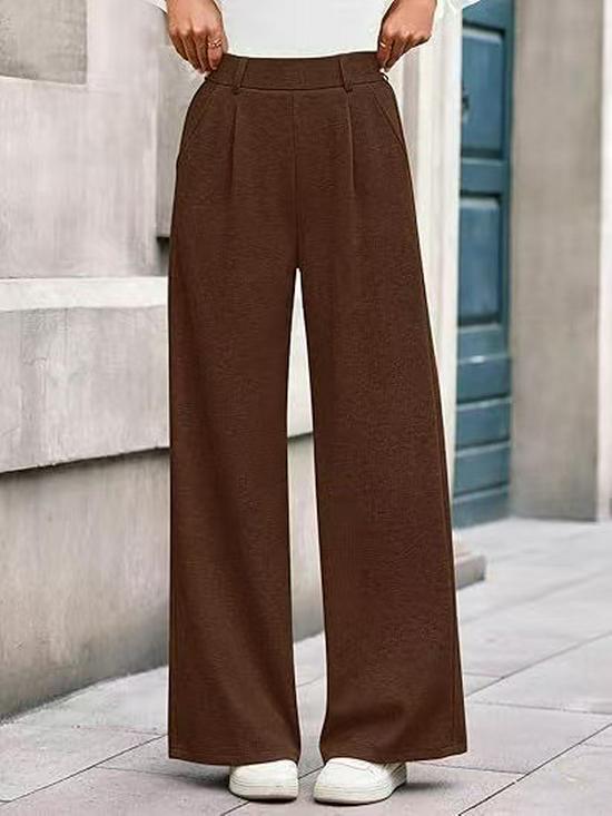 2025 Autumn/Winter European & American Ribbed High-Waisted Wide-Leg Women's Pants - Casual Commute Style