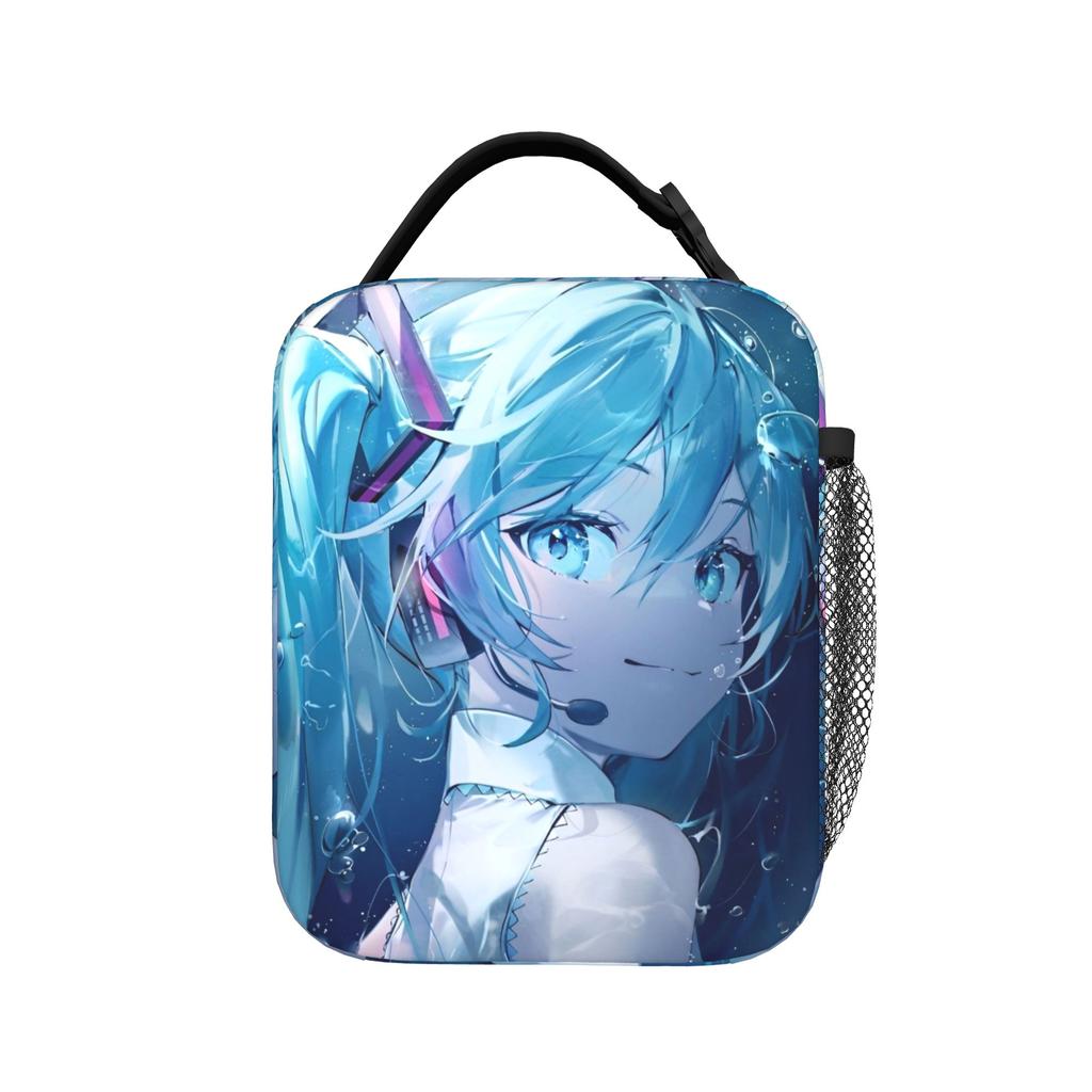 Hatsune Miku Manga Insulated Lunch Bags High Capacity Reusable Thermal Bag Tote Lunch Box School Picnic Bento Pouch