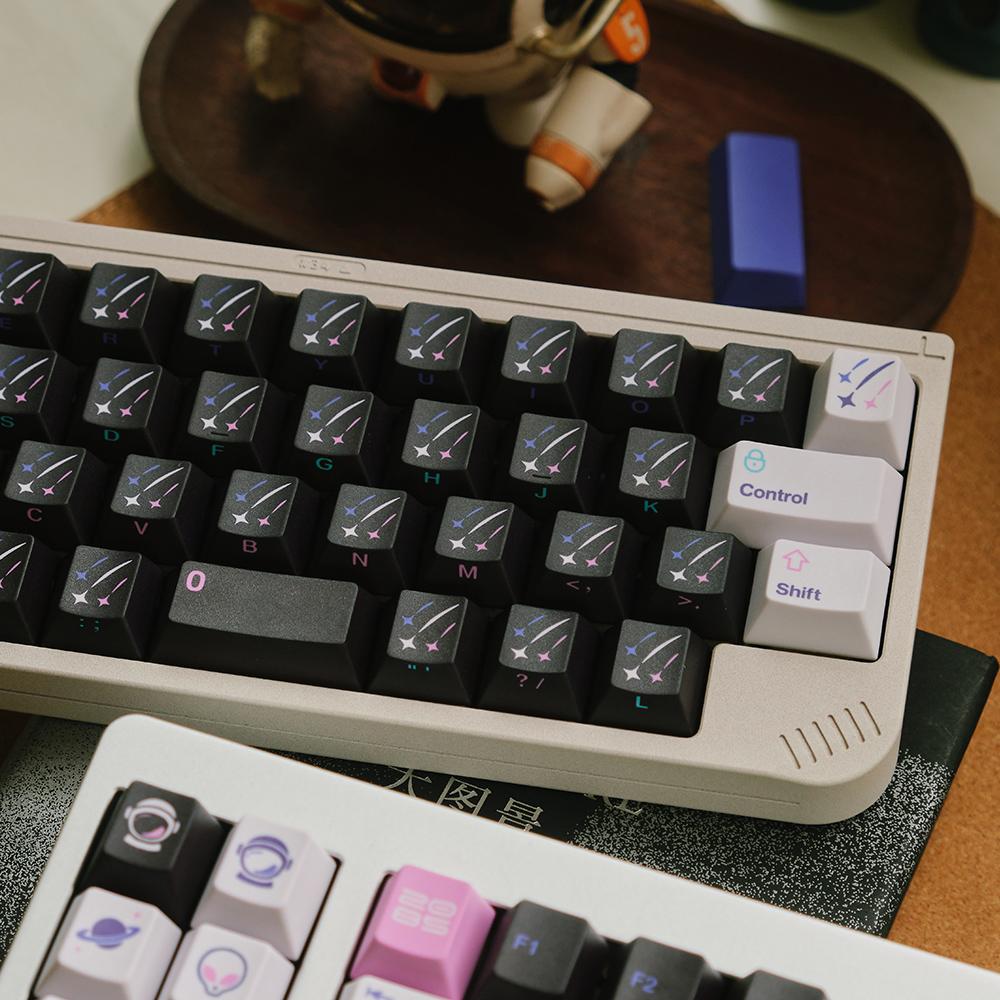 FBB MAKER Keycaps Original Sublimation PBT Keycaps Space Themed Gradient Meteor Customized Keyboard Keycaps for Gaming Keyboard