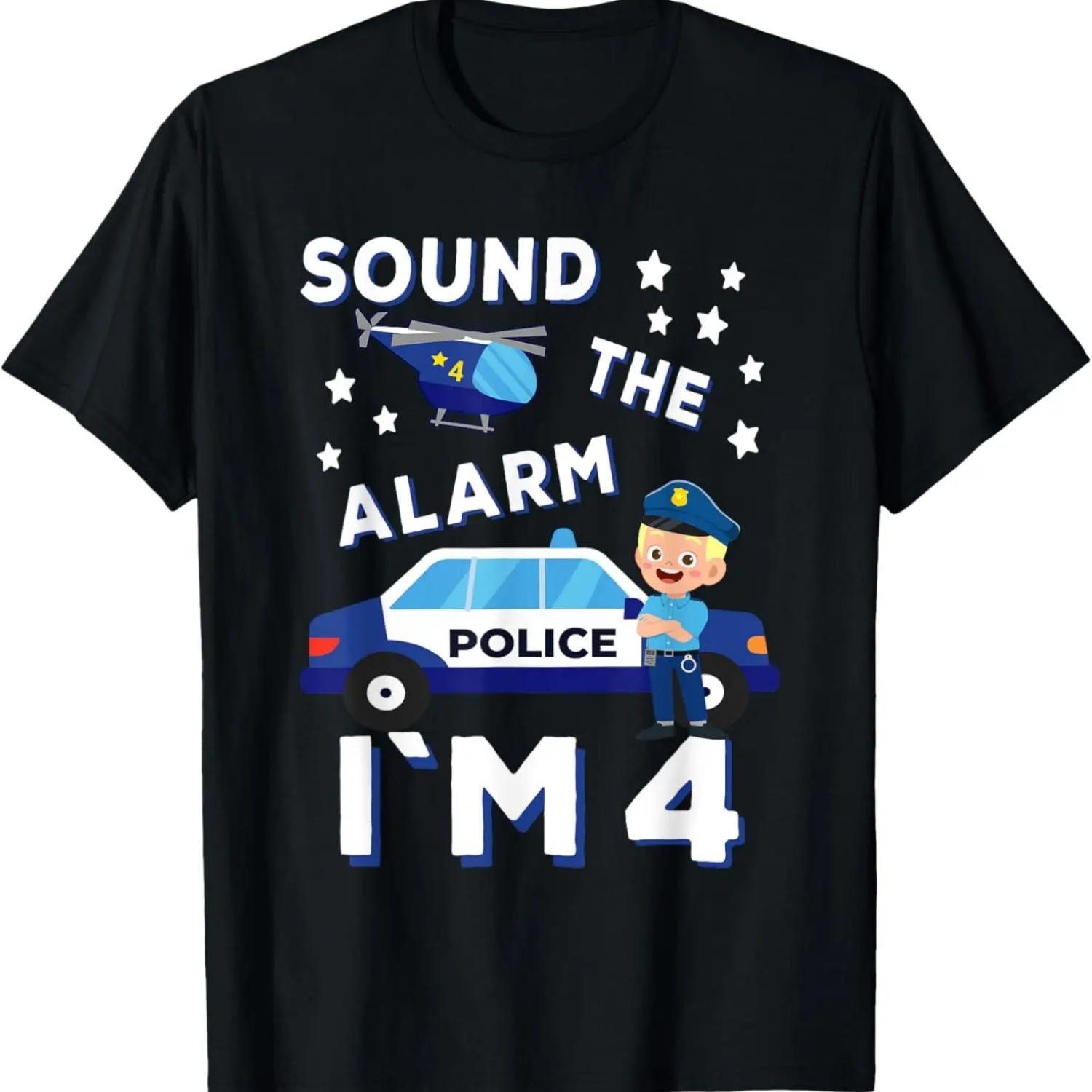 

Kids Police Car 4th Birthday Party Kids Police Boys T-Shirt XXXXXL чорний