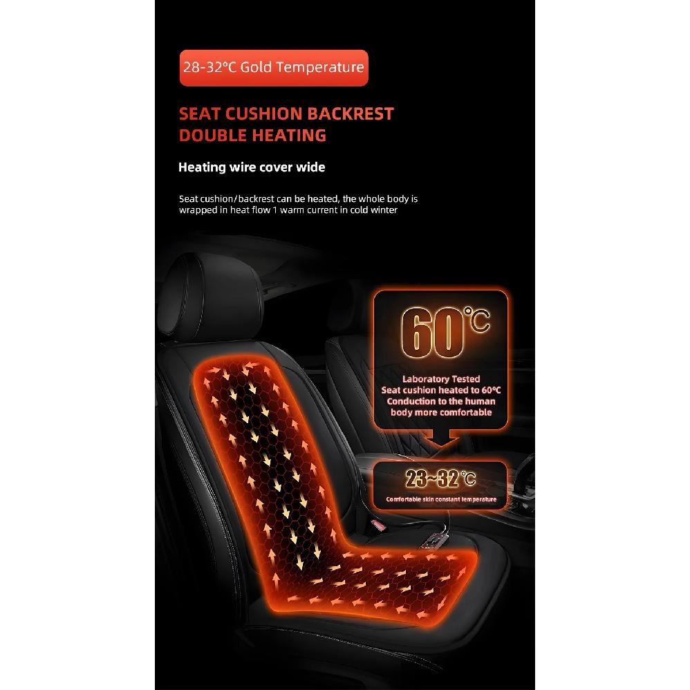 30s Fast Heating Car Seat Cushion Autumn Winter Electric Pad Safe Warm Lumbar Support, Small Cars Special