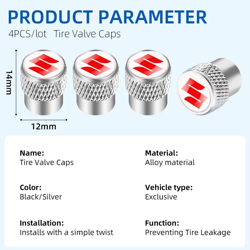 Car Styling 4Pcs Metal Wheel Tire Valve Caps Stem Case For Suzuki Grand Vitara Sx4 Swift Alto Jimny