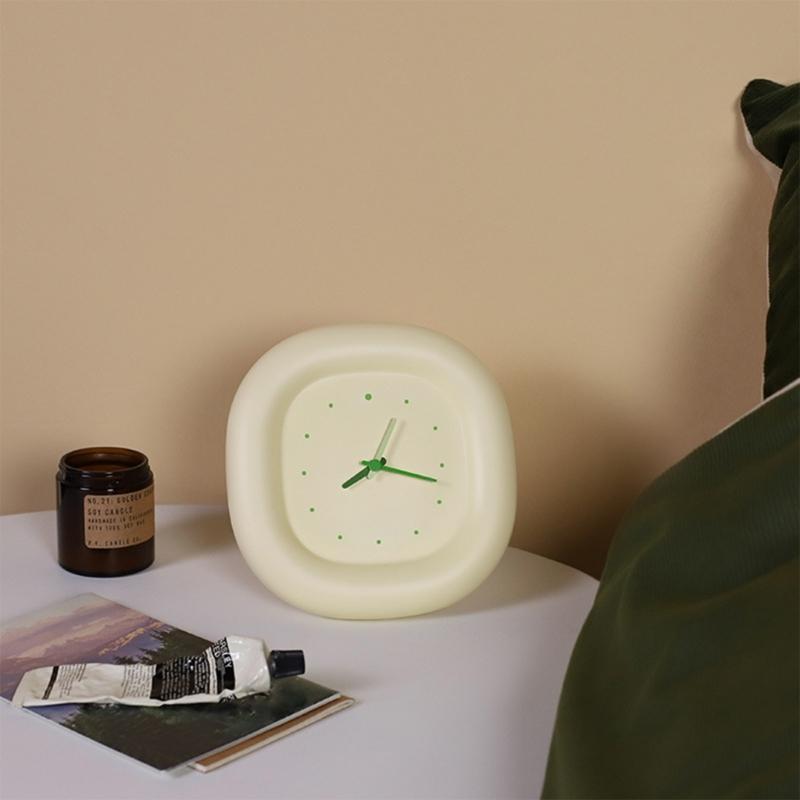 Noiseless Bubble Shape Desk Clock ABS Creamy Yellow Modern Wall Clock Battery Operated Home Office Desktop Decoration