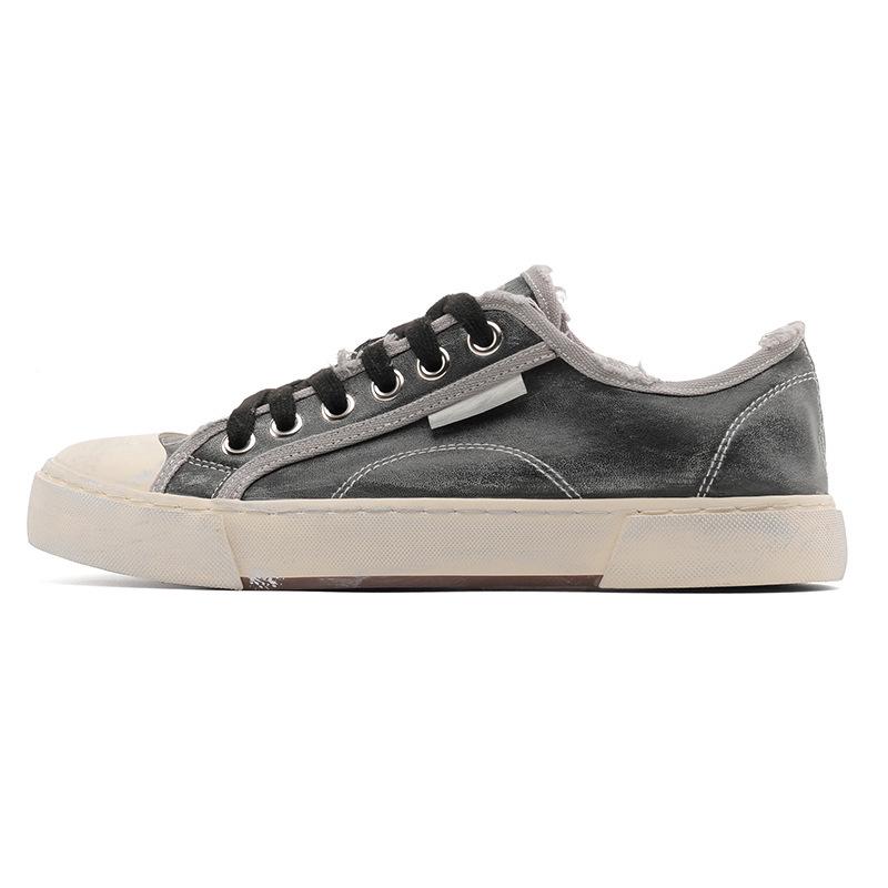 Men's Casual Distressed White Leather Shoes - Lightweight, Soft Sole, Versatile Fashion Sneakers X511