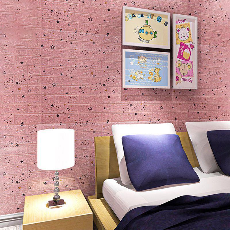 70*77cm 3D Self-Adhesive Waterproof Printed Brick-Pattern Wallpaper Living Room Bedroom Decor Removable Wall Sticker DIY Wall Covering