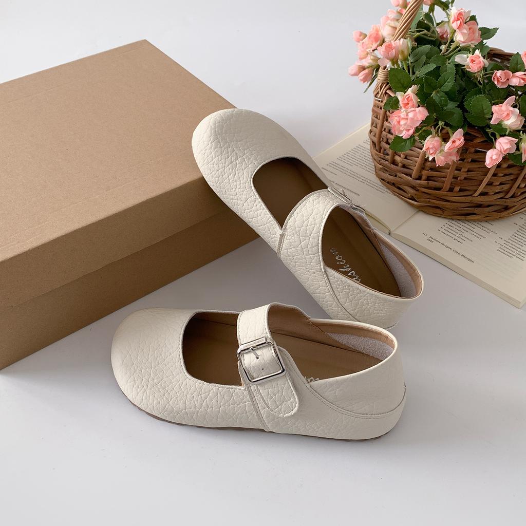 French Retro Light Mouth Velcro Mary Jane Women's Shoes 2025 New Fashion Versatile with Skirt Small Leather Shoes