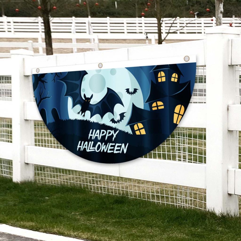 45x90cm Fan Shaped Flag for Halloween Outdoor Yard Fence Decoration Props Suitable for Christmas