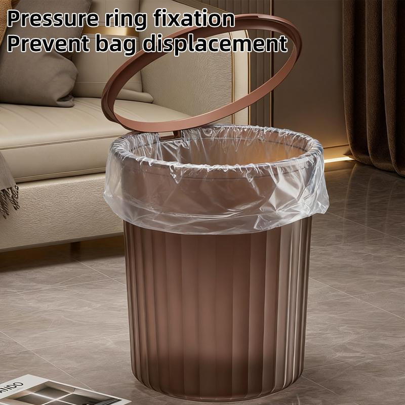 Large Household Plastic Transparent Garbage Bin High Aesthetic Pressure Ring Thick Paper Basket Kitchen Bathroom Living Room
